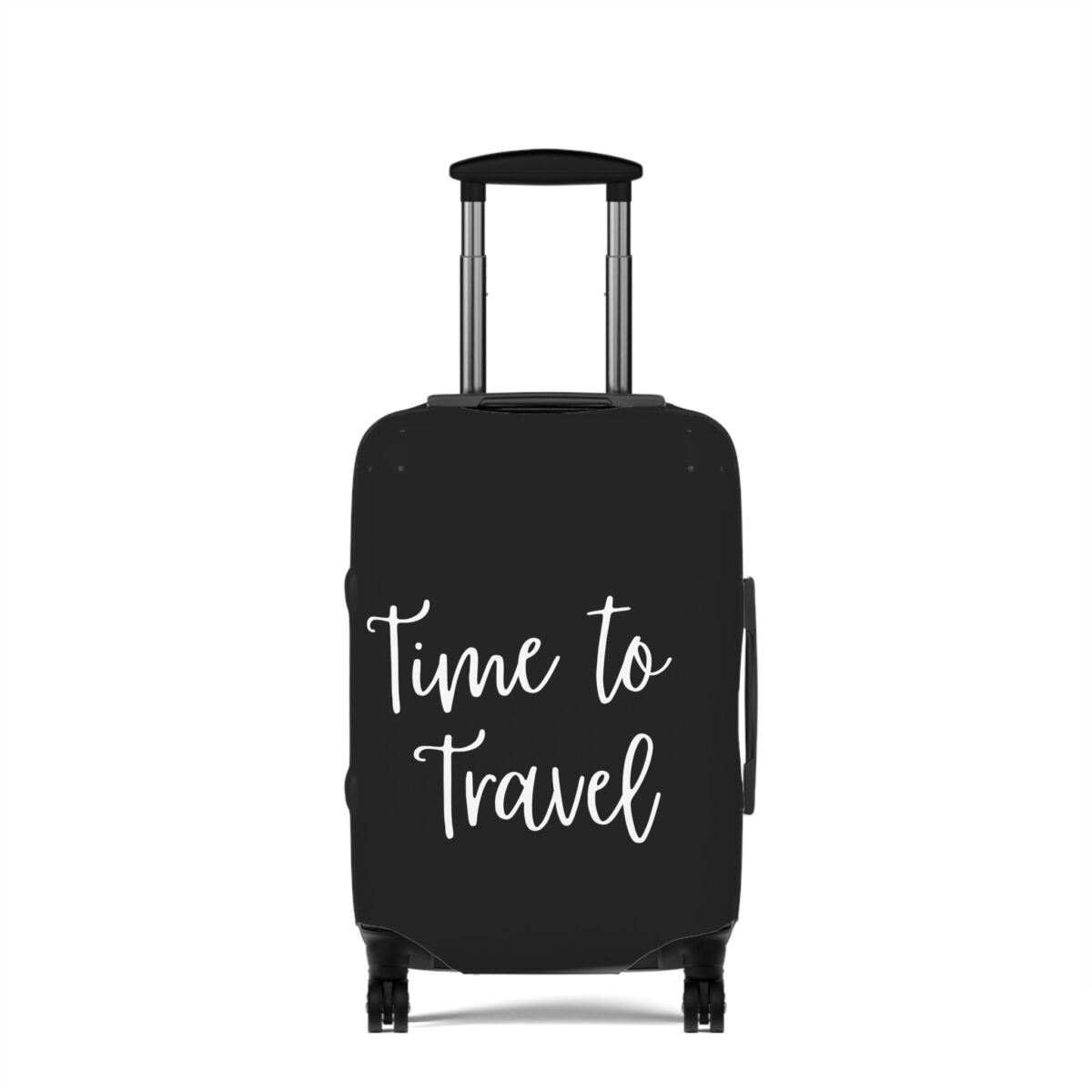 "Time To Travel" Statement Luggage Cover - Black - Image 2