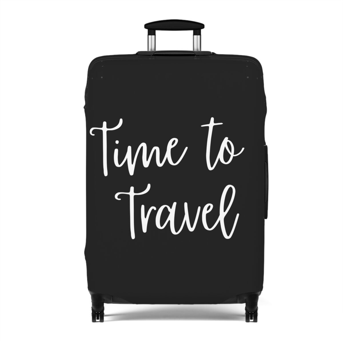 "Time To Travel" Statement Luggage Cover - Black - Image 9