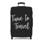 "Time To Travel" Statement Luggage Cover - Black - Image 9