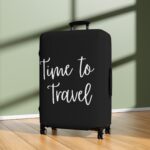 "Time To Travel" Statement Luggage Cover - Black - Image 12