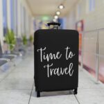 "Time To Travel" Statement Luggage Cover - Black - Image 11