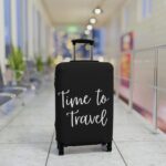 "Time To Travel" Statement Luggage Cover - Black - Image 7