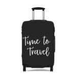 "Time To Travel" Statement Luggage Cover - Black - Image 5